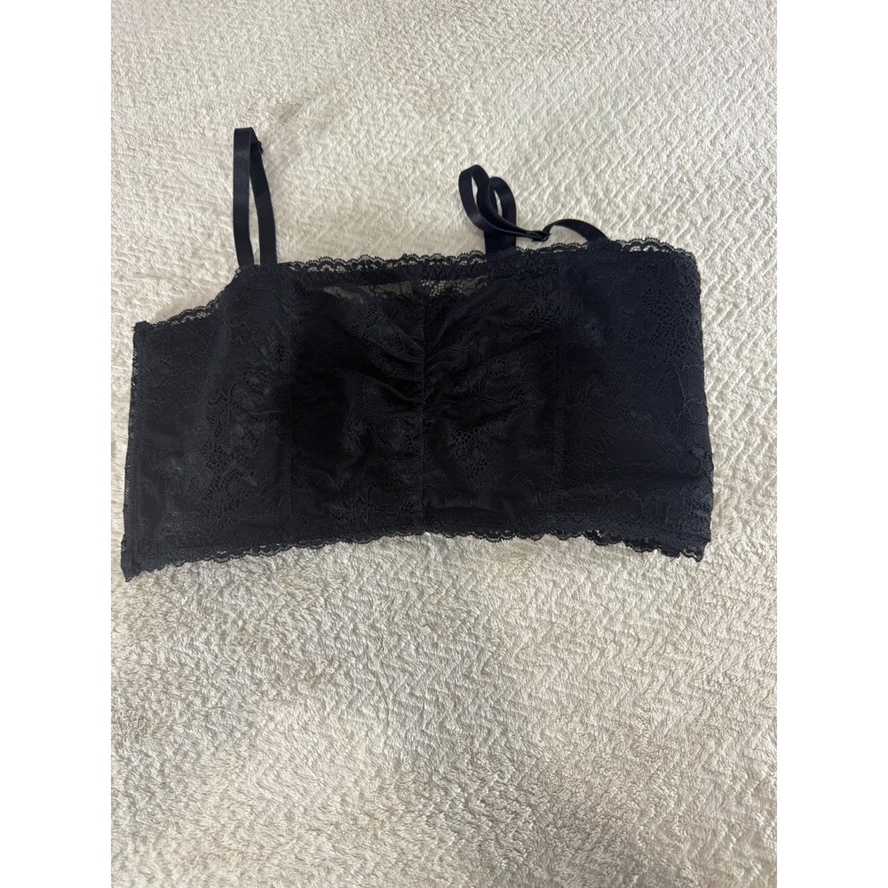 Torrid Curve Black Lace Bandeau Bralette Ruched Adjustable Straps Plus Size 2